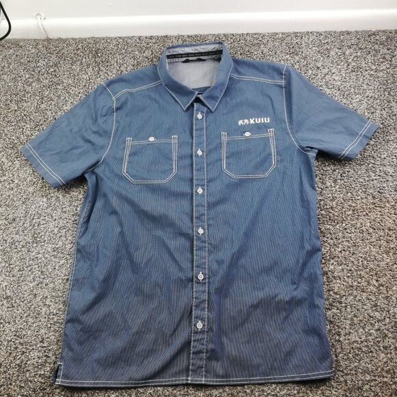 KUIU Shirt Basin Short Sleeve Button Up Blue Mens Large - Picture 2 of 10